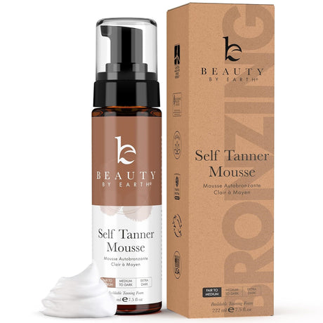 Beauty by Earth Large 7.5 oz Self Tanner Body Tanning Mousse - Fair to Medium