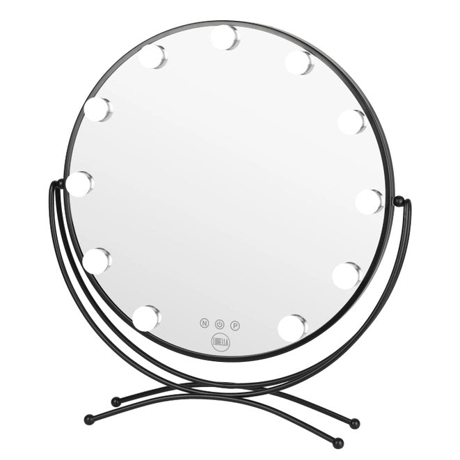 Black Round Dimmable Lighted Vanity Mirror