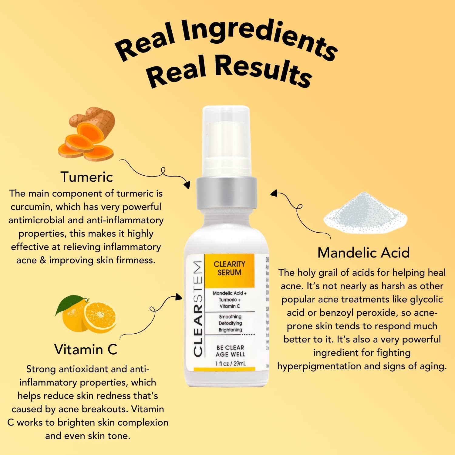 CLEARstem CLEARITY Mandelic Acid Serum - Blackhead, Acne Dissolver 1 oz