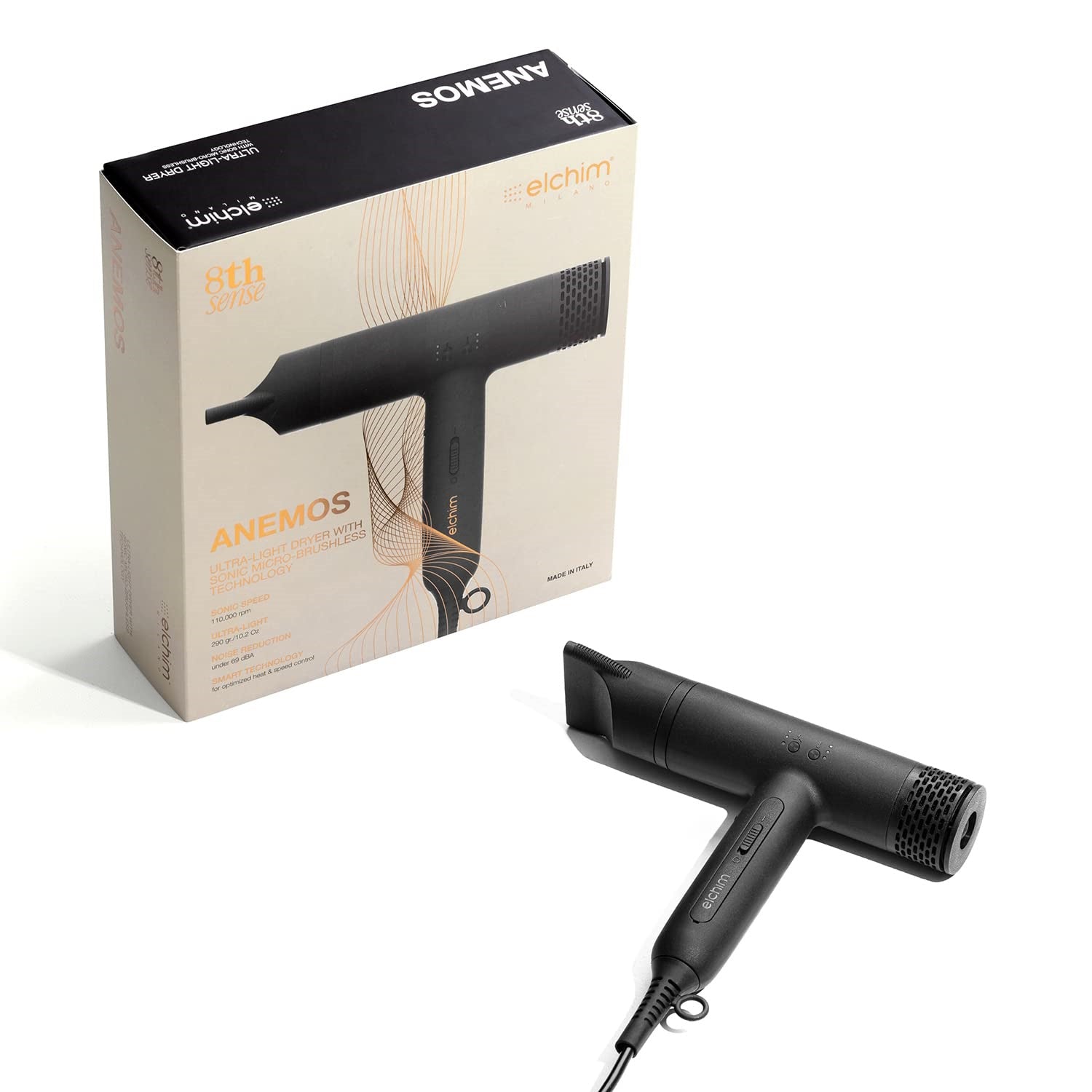 Elchim 8th Sense Anemos Hair Dryer - Black