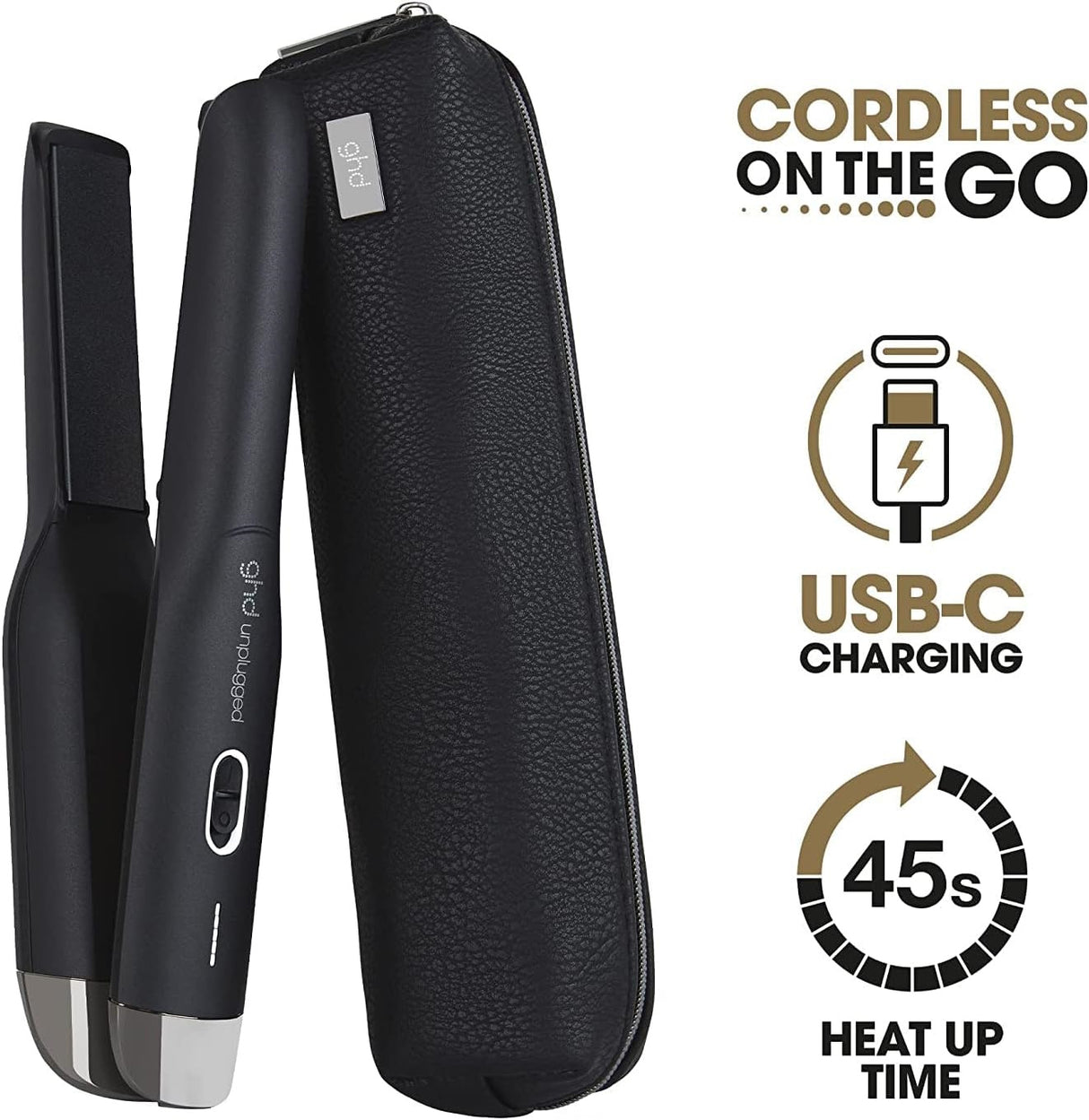 GHD Black Unplugged Cordless 1" Styler Flat Iron