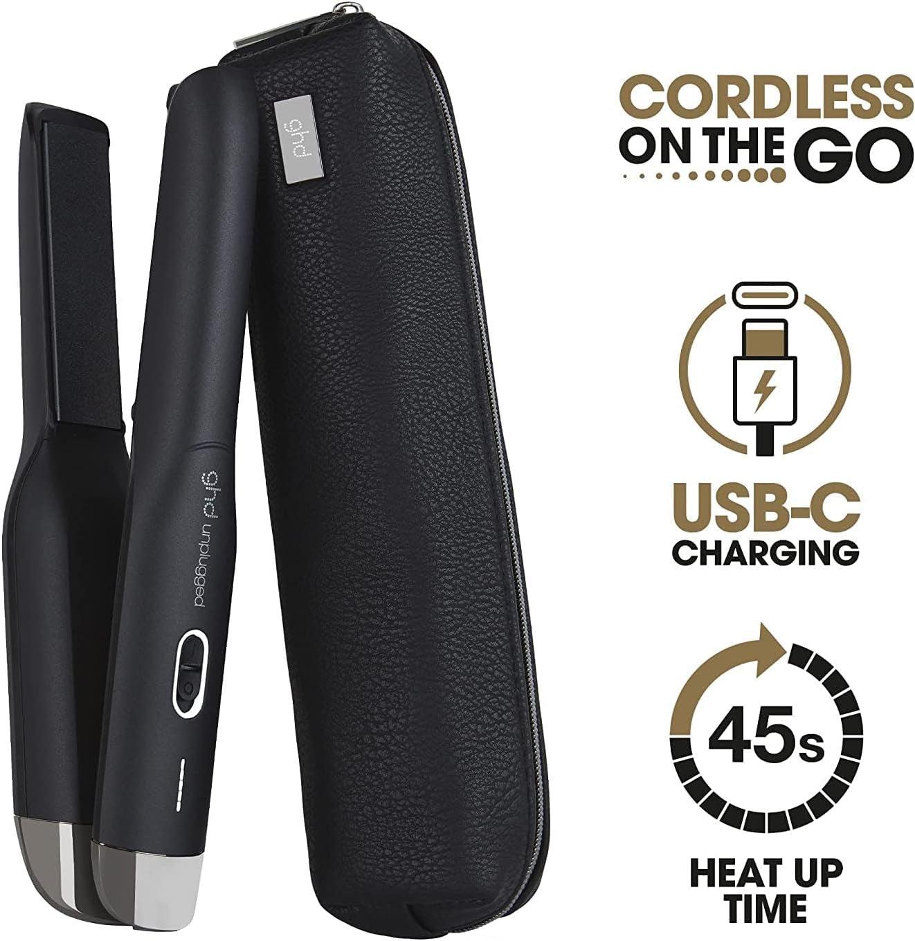 GHD Black Unplugged Cordless 1" Styler Flat Iron
