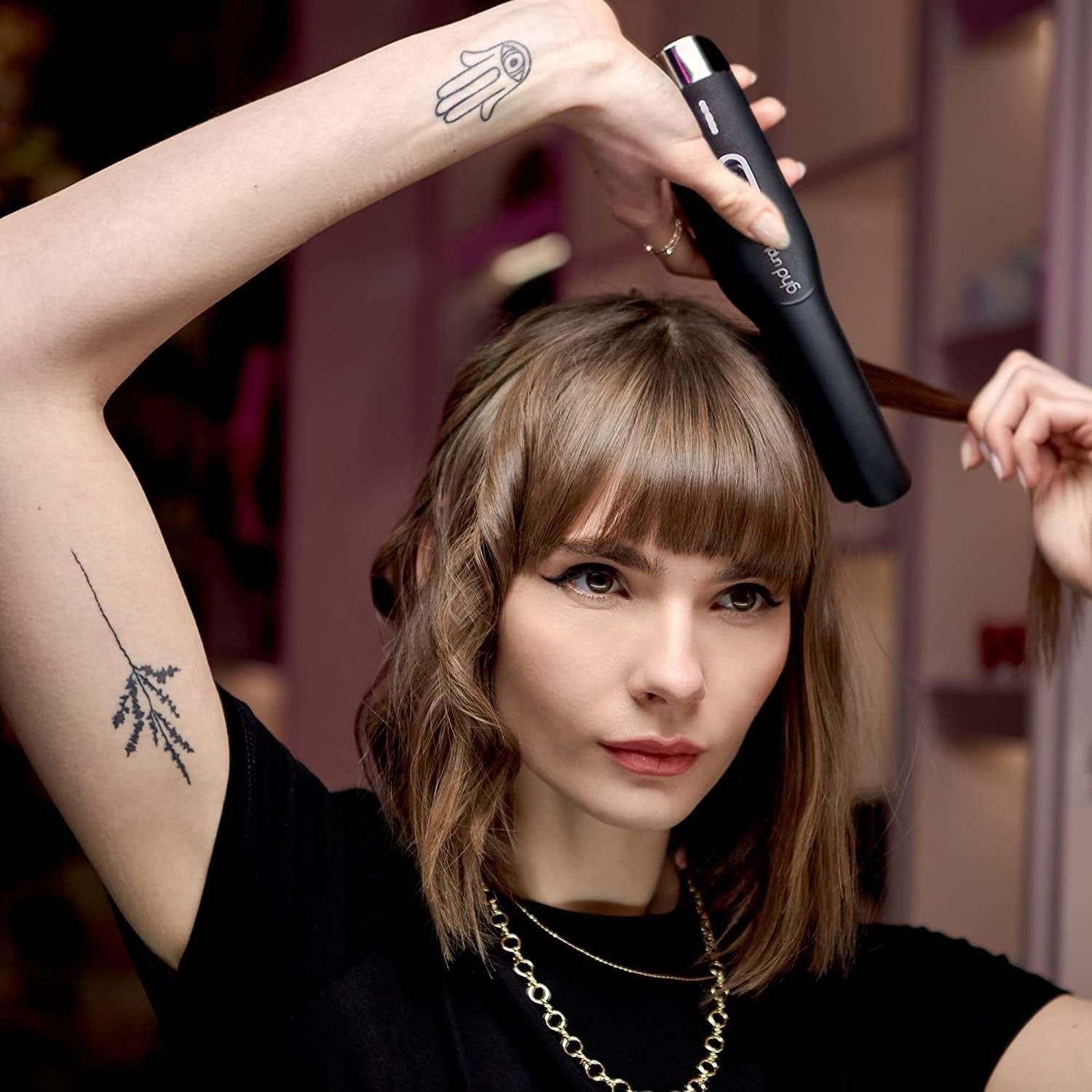 GHD Black Unplugged Cordless 1" Styler Flat Iron