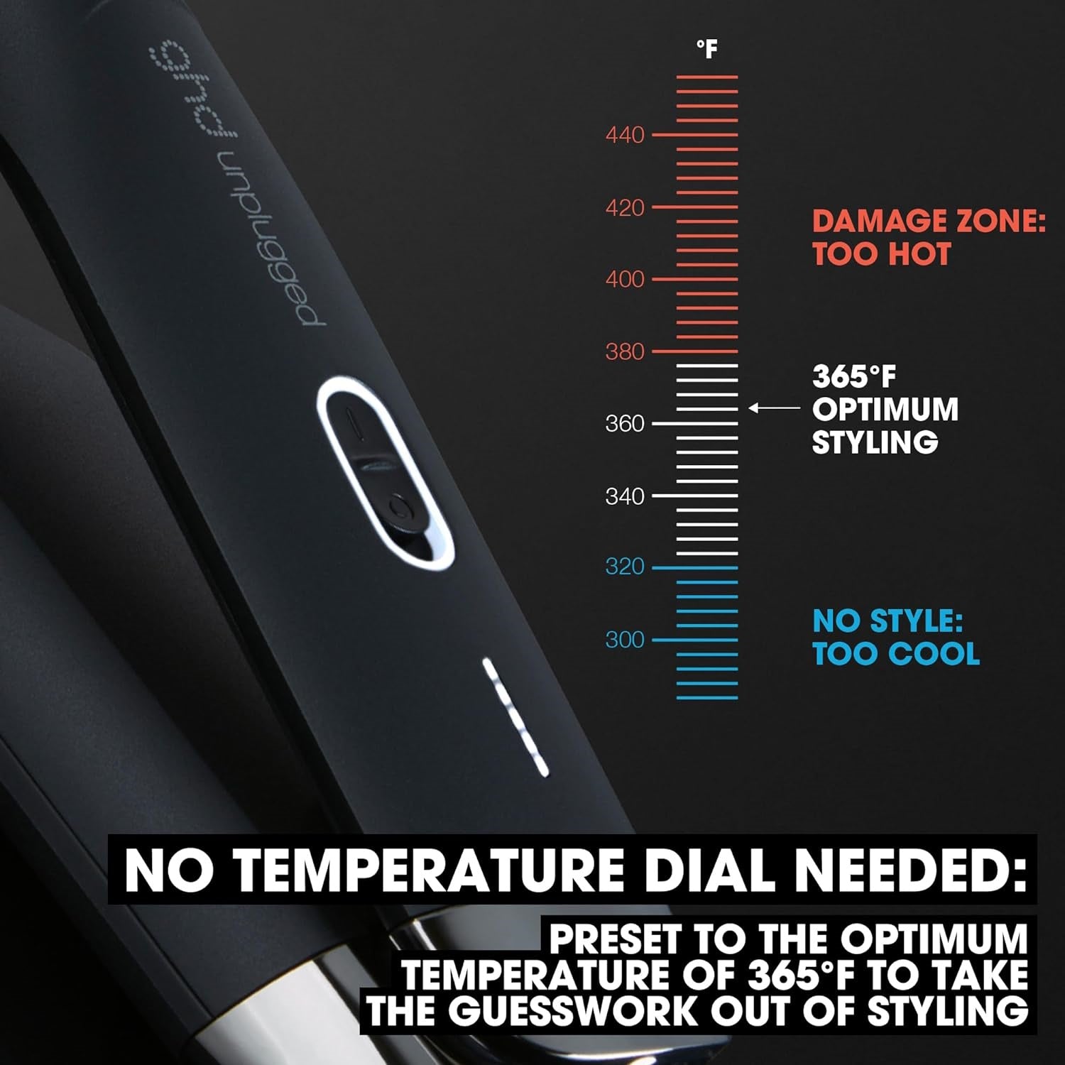 GHD Black Unplugged Cordless 1" Styler Flat Iron