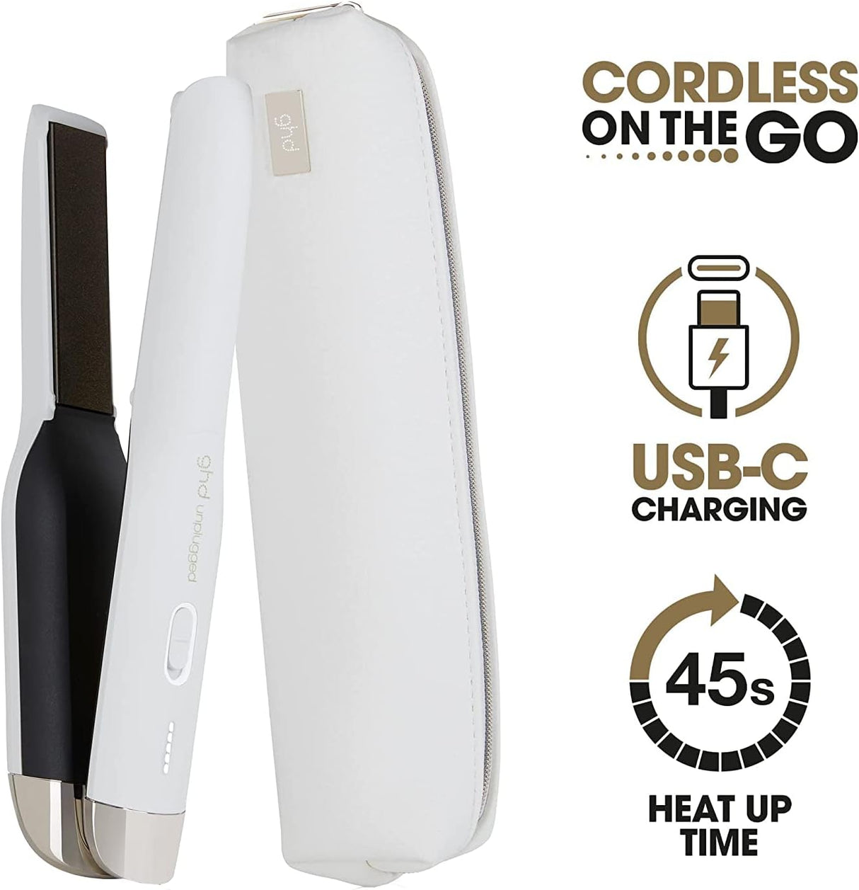 GHD White Unplugged Cordless 1" Styler Flat Iron