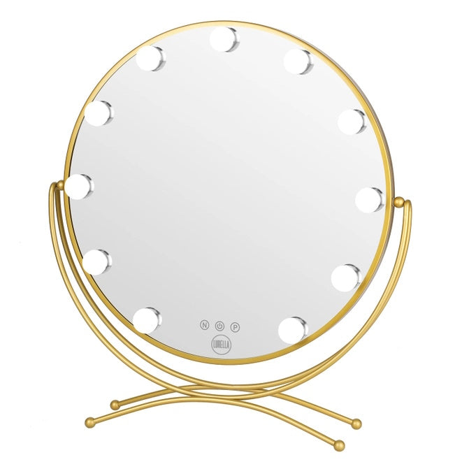 Golden Round Dimmable Lighted Vanity Mirror
