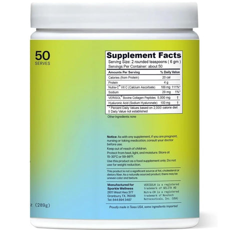 Sparkle Wellness 50 Serve SKIN BOOST PLUS Collagen Powder - No Flavor