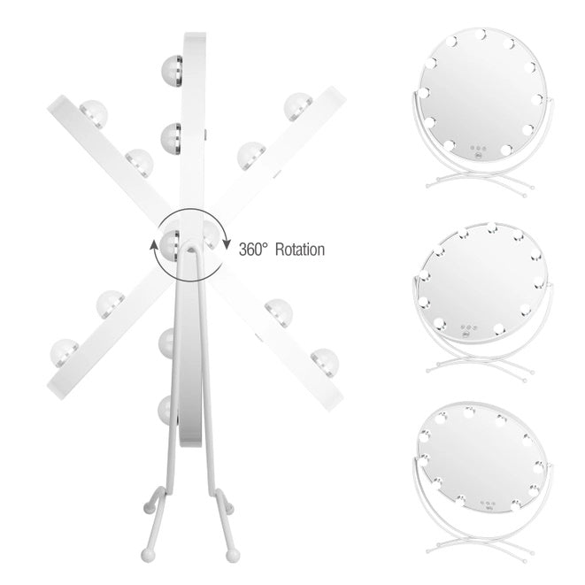 White Round Dimmable Lighted Vanity Mirror