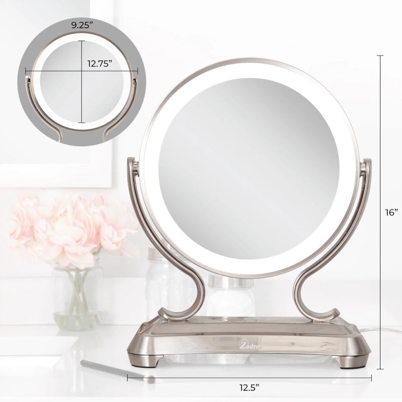 Zadro GLALT45RS Satin Nickel Glamour Led Lighted Makeup Mirror