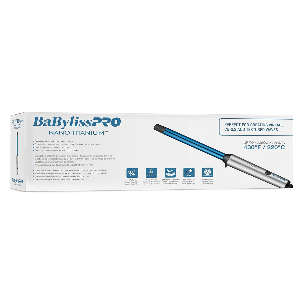 BaBylissPRO Nano Titanium 3/4" Curling Wand