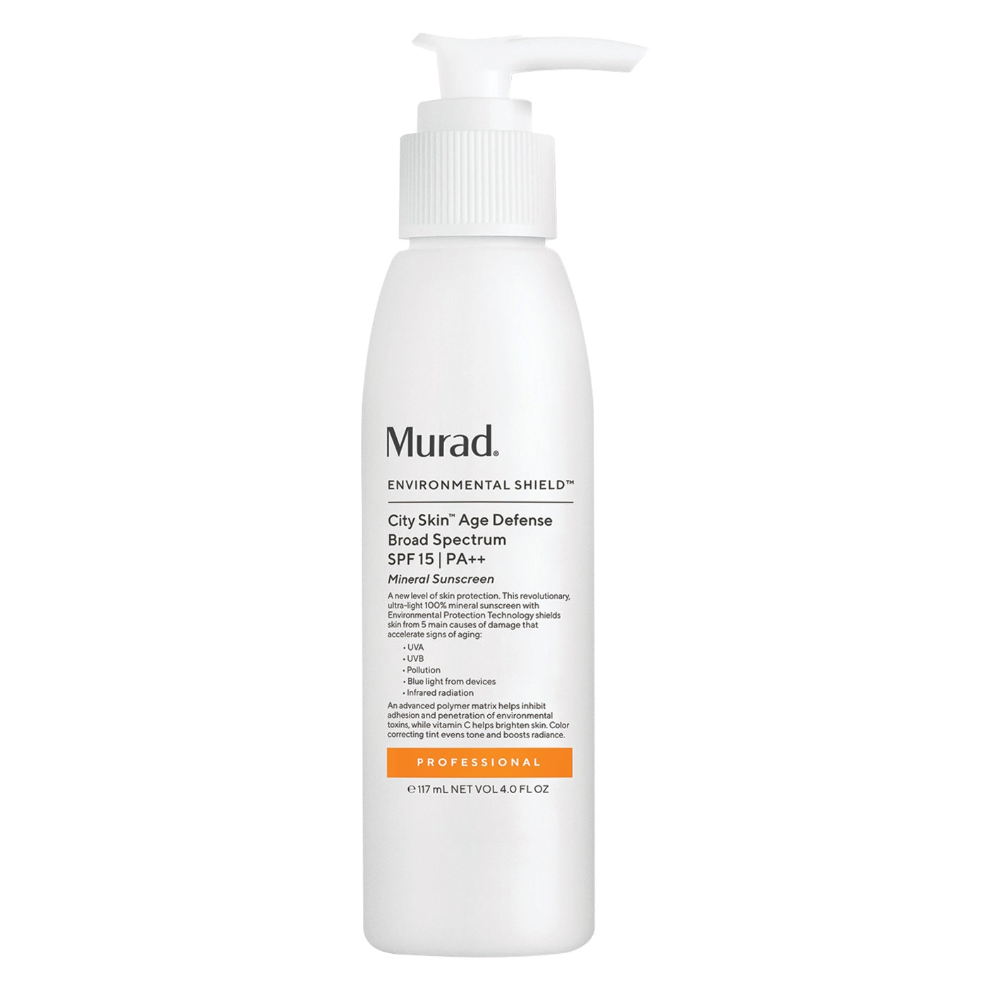 Murad City Skin Age Defense Broad Spectrum SPF 50 | PA++++ Professional 4oz Size