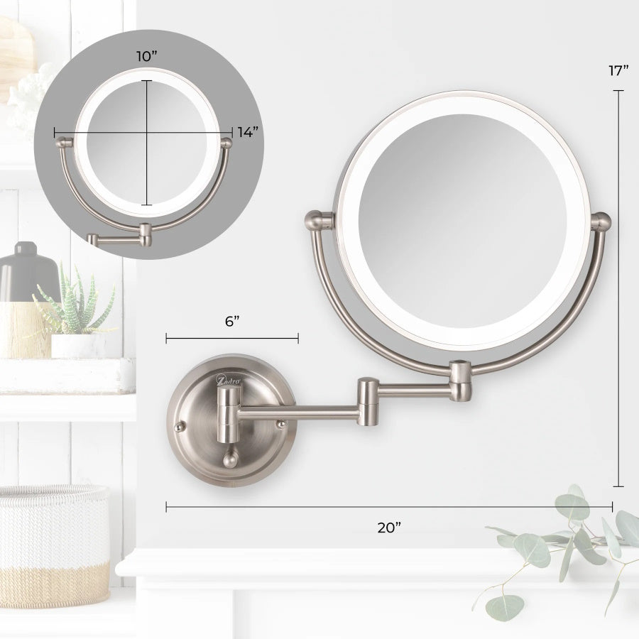 Zadro GLAW45HW Satin Nickel Hardwire Lighted Wall Mounted Makeup Mirror