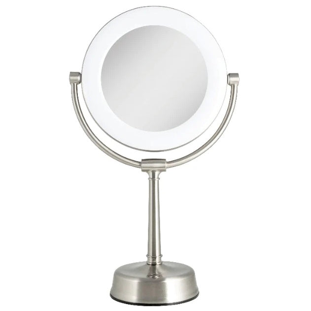 Zadro SLVRLT410 Satin Nickel Lexington Tabletop Lighted Makeup Mirror