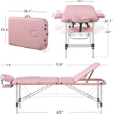 Pink 3 Section Reclining Folding Massage Table 