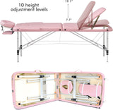 Pink 3 Section Reclining Folding Massage Table 