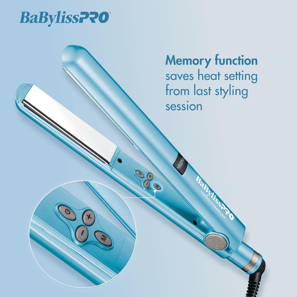 BabylissPro BNT4095TUC Nano Titanium Digital 1" Flat Iron Hair Straightener 