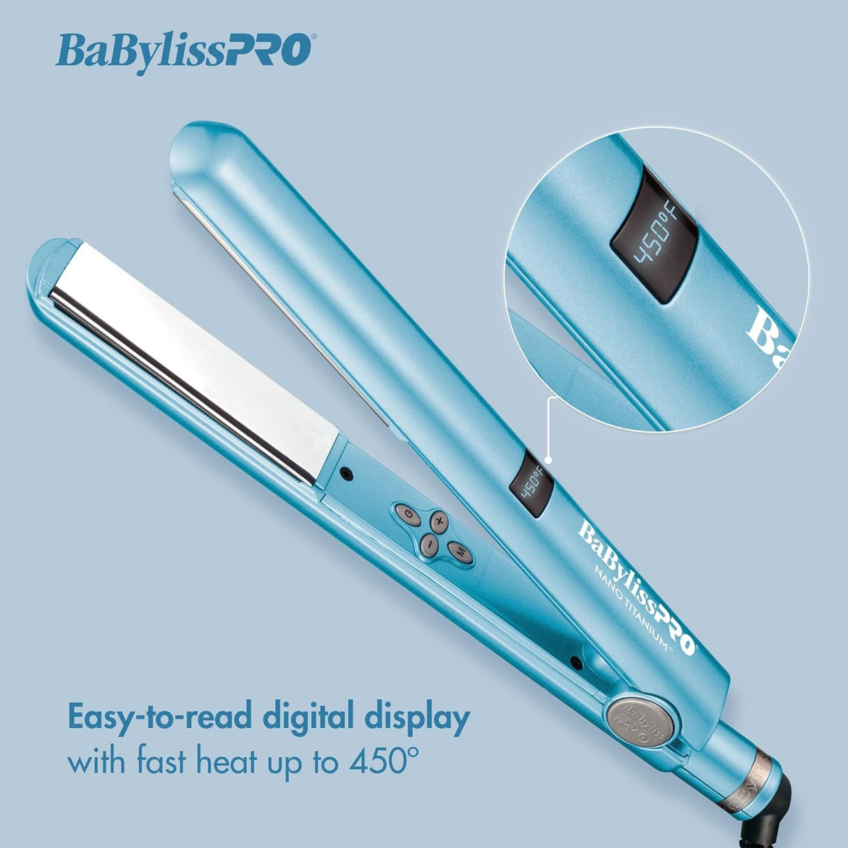 BabylissPro BNT4095TUC Nano Titanium Digital 1" Flat Iron Hair Straightener 