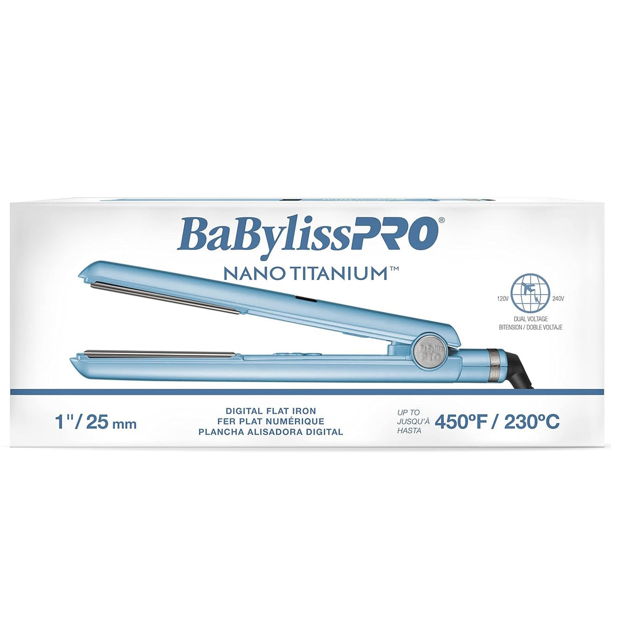 BabylissPro BNT4095TUC Nano Titanium Digital 1" Flat Iron Hair Straightener 