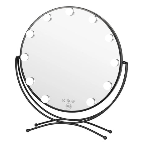 Black Round Dimmable Lighted Vanity Mirror 