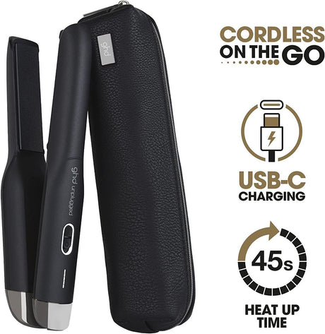 GHD Black Unplugged Cordless 1" Styler Flat Iron 