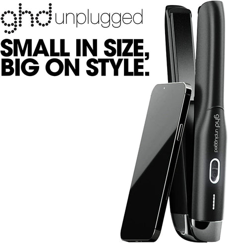 GHD Black Unplugged Cordless 1" Styler Flat Iron 
