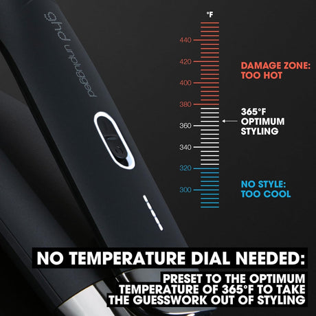 GHD Black Unplugged Cordless 1" Styler Flat Iron 