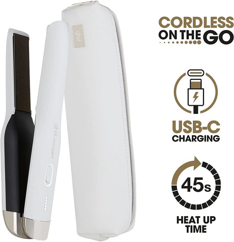 GHD White Unplugged Cordless Styler Flat Iron 