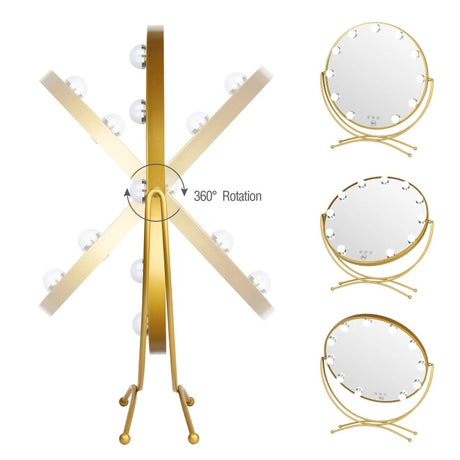 Golden Round Dimmable Lighted Vanity Mirror 