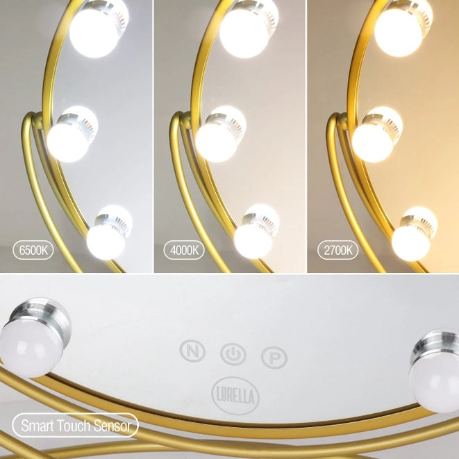 Golden Round Dimmable Lighted Vanity Mirror 