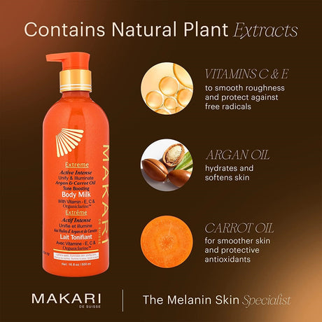 Makari Extreme Argan & Carrot Oil Tone Boosting Body Lotion - 16.8oz 