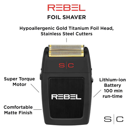 StyleCraft Rebel SC802B Super Torque Cord/Cordless Foil Shaver 