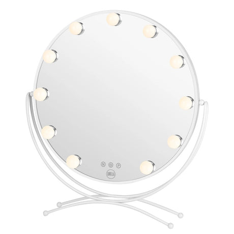 White Round Dimmable Lighted Vanity Mirror 