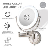 Zadro Lexington SLWRLT410 Satin Nickel Lighted Wall Mounted Makeup Mirror 