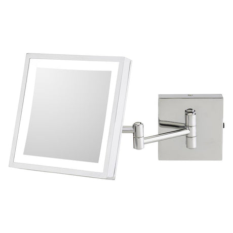 Aptations Chrome Single-Sided LED Square Wall Mirror - Rechargeable 