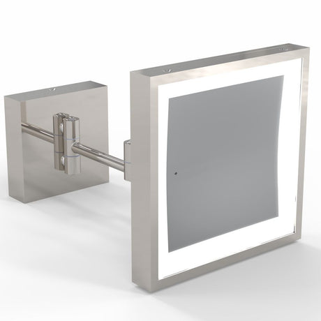 Aptations Polished Nickel Single-Sided LED Square Wall Mirror - Rechargeable 