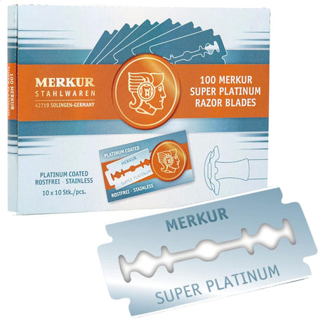 MERKUR Double Edge Razor Blade Super Platinum Silver 910 - 100 pack 
