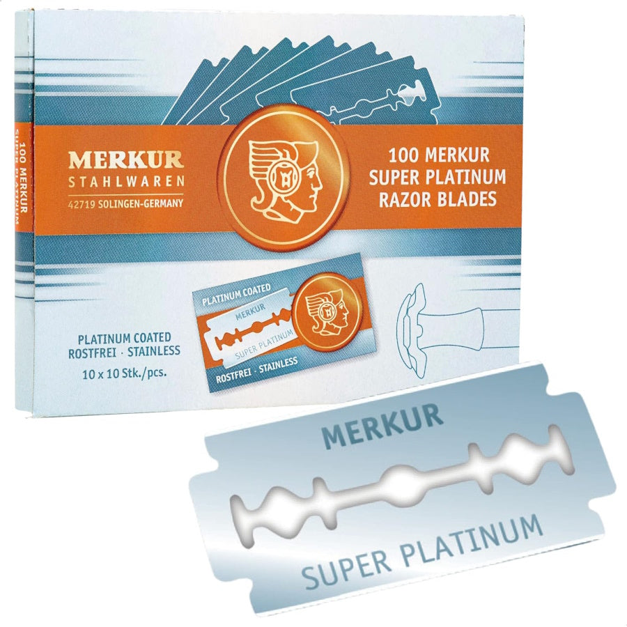 MERKUR Double Edge Razor Blade Super Platinum Silver 910 - 100 pack Safety Razor
