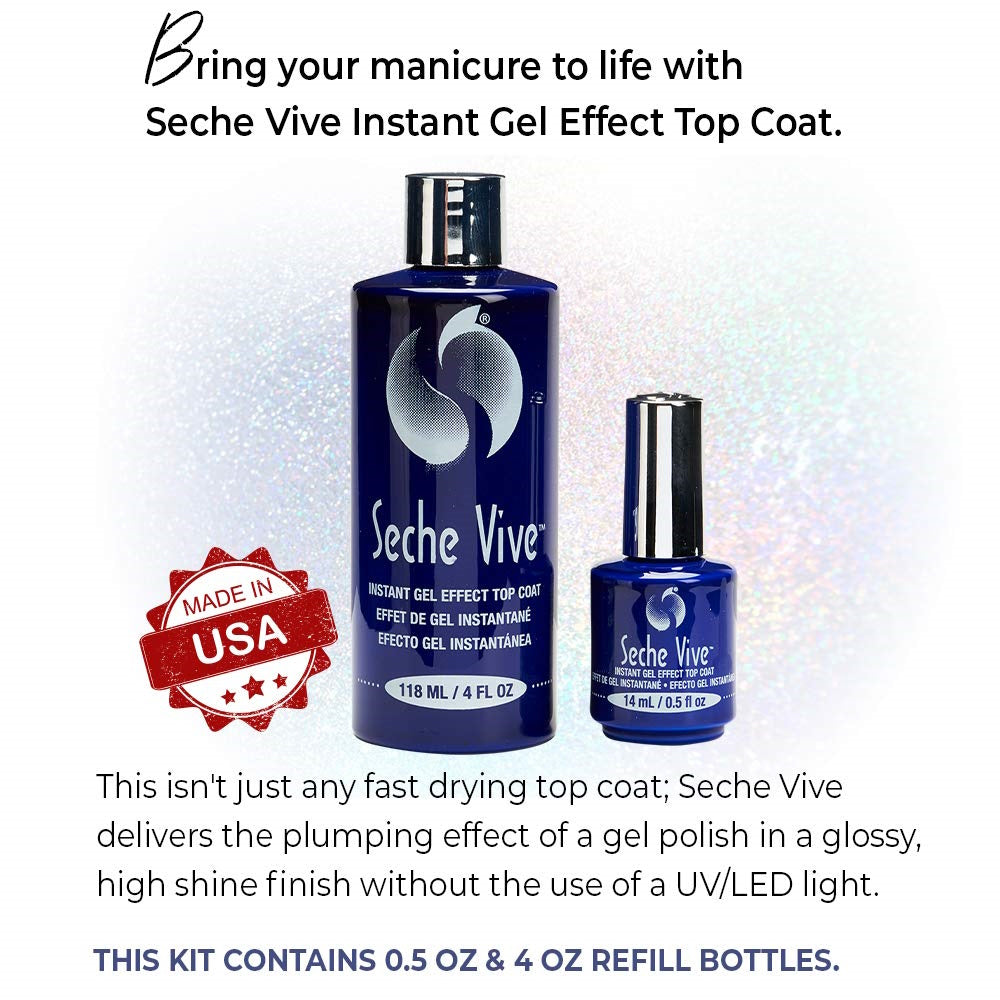 SECHE Vive Instant Gel Effect Top Coat 4 fl oz Refill Kit nail polish