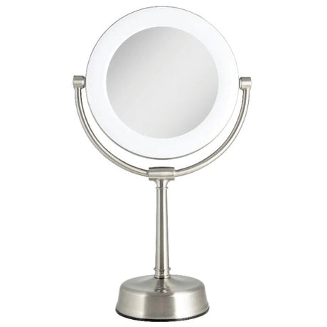 Zadro SLVRLT410 Satin Nickel Lexington Tabletop Lighted Makeup Mirror 