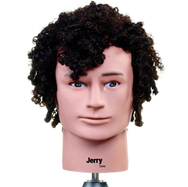 Celebrity Jerry Male Curly Coily Human Hair Manikin Head 