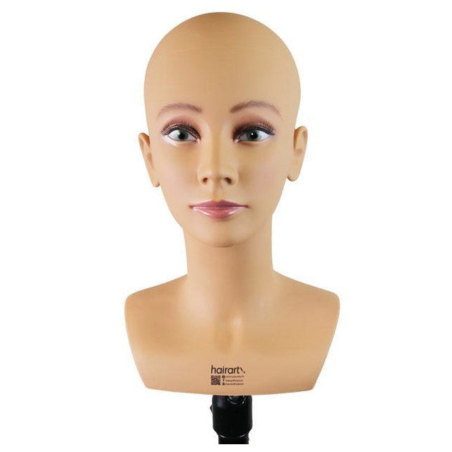 Julia Bald Female Shoulder Display Mannequin Head w/ Eyelashes 